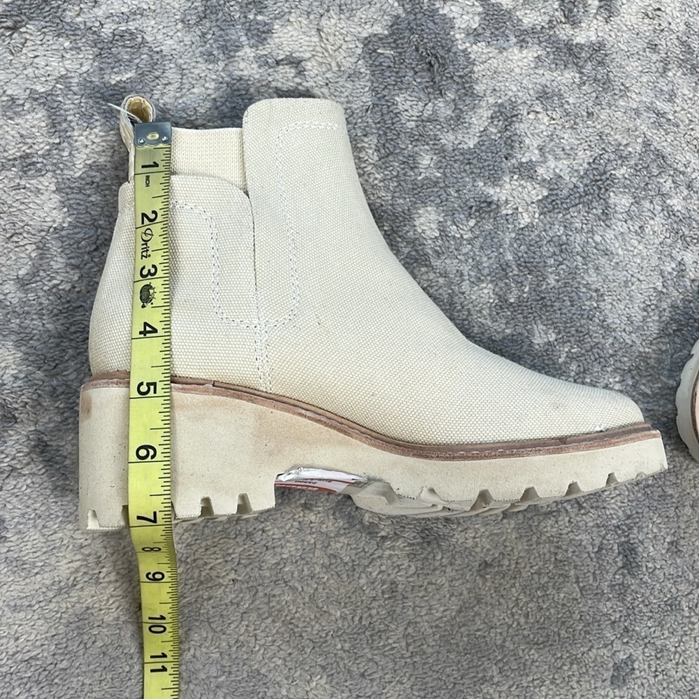 New Dolce Vita Huey Booties Ankle Boot Cream Sandstone Canvas Sz 6 - Picture 14 of 16